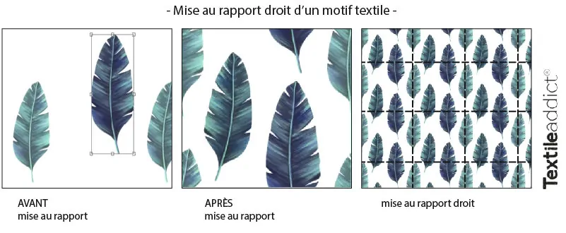 Illustration d’un motif textile seamless en cours de création sur Photoshop et mis au rapport droit