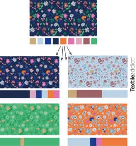 le motif utilise en partie la gamme de couleurs textileaddict
