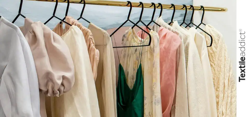 Vêtements en coton bio, lin et fibres recyclées sur fond naturel, illustrant la mode éthique, l’upcycling, la teinture écologique et les labels GOTS/Oeko-Tex. Reflète l’engagement pour une garde-robe durable et la slow fashion.