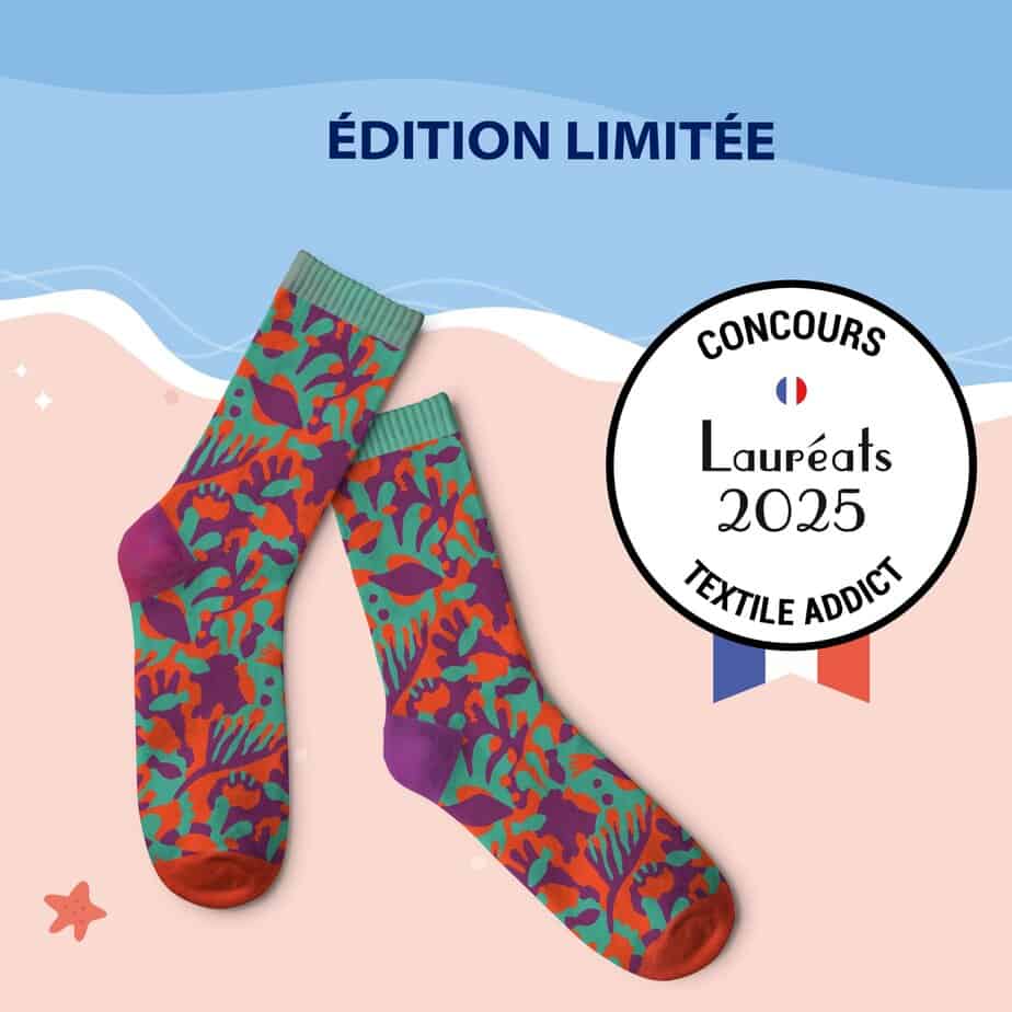 Les chaussettes du concours textile addict 2025 sont en vente en édition limitée