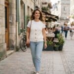 Image d'une femme avec un gilet en coton