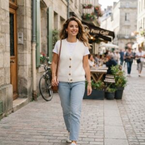 Image d'une femme avec un gilet en coton